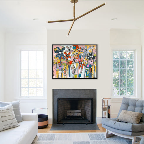 Garden Party colorful art print by Kerri Rosenthal - Unique artwork for living room wall decor