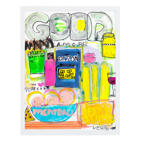 Good Meatball colorful art print by Kerri Rosenthal - Unique artwork for living room wall decor