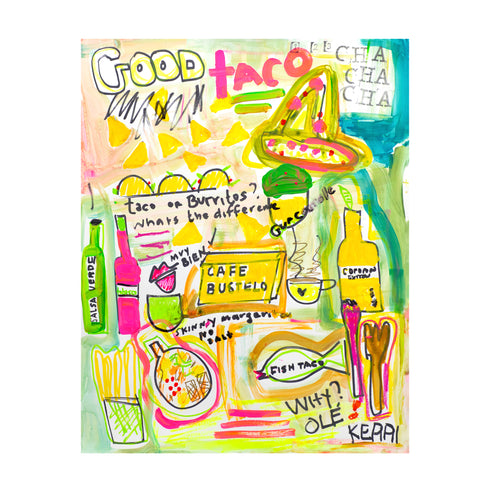 Good Taco colorful art print by Kerri Rosenthal - Unique artwork for living room wall decor
