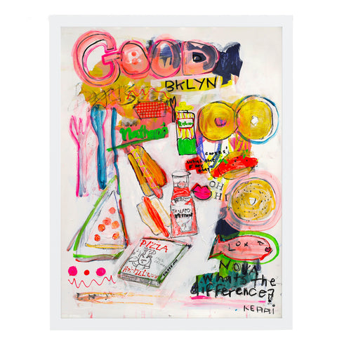 Good Bagel colorful art print by Kerri Rosenthal - Unique artwork for kitchen, dining room or Blkyn foodie lover wall decor