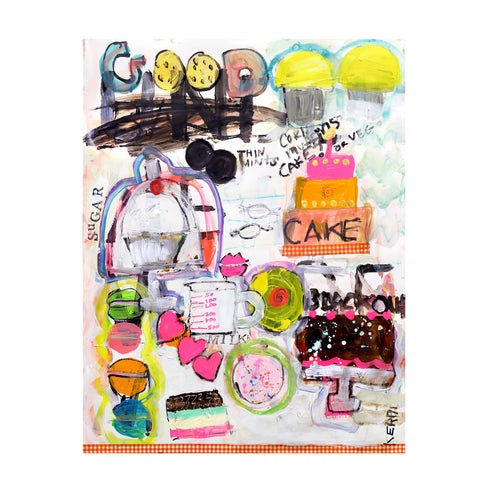 Good Sugar colorful foodie art print by Kerri Rosenthal - Unique artwork for bakery, dining room and kitchen sweets and desserts wall decor for food lovers