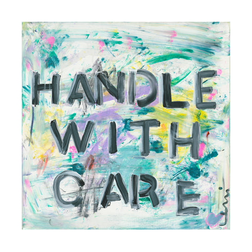 Handle With Care colorful art print by Kerri Rosenthal - Wall word art framed unique artwork for living room wall decor