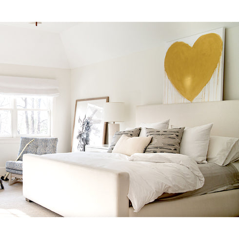 Heart Of Gold Drippy Heart gold white art print by Kerri Rosenthal - Unique artwork for living room wall decor