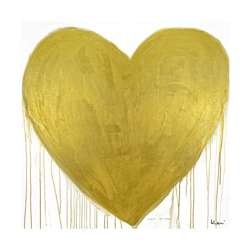 Heart Of Gold Drippy Heart gold white art print by Kerri Rosenthal - Unique artwork for living room wall decor