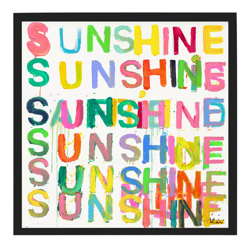 Here Comes The Sun colorful art print by Kerri Rosenthal - Wall Word Art Framed Unique artwork for living room wall decor