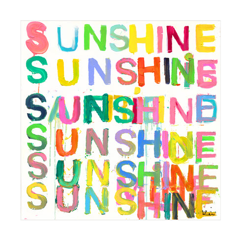 Here Comes The Sun colorful art print by Kerri Rosenthal - Wall Word Art Framed Unique artwork for living room wall decor