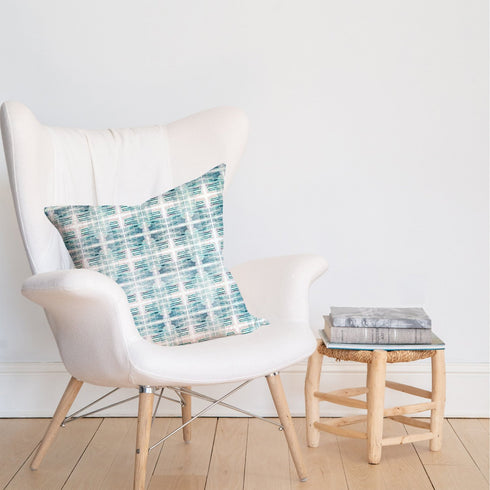 blue, aqua, white magic patch work throw pillow - cute pillows by Kerri Rosenthal