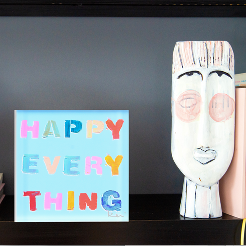 Happy Day block of love blue, this mini word art acrylic block is the perfect gift to give or to get - Shop cute unique gifts by Kerri Rosenthal