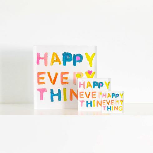 Happy Everything Block of Love by Kerri Rosenthal - Cute unique gift, home decor art for a nightstand, bookshelf or coffee table