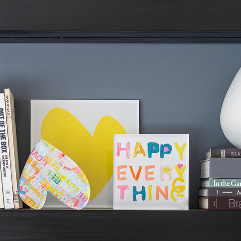 Happy Everything Block of Love by Kerri Rosenthal. Blocks of Love are signed, mini editions of Kerri Rosenthal's artwork mounted on 3/4" plexiglass acrylic block.