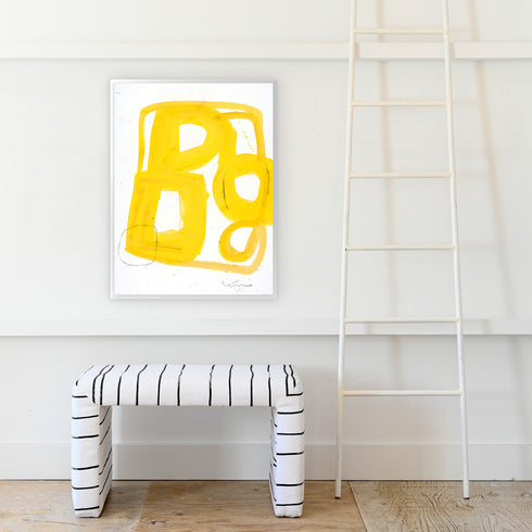Ibiza Yellow White Art Print Artwork by Kerri Rosenthal Ibiza Yellow White yellow white art print by Kerri Rosenthal - Unique artwork for living room wall decor