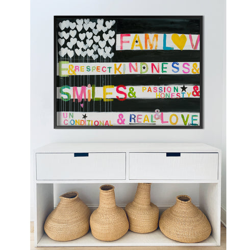 In Love We Trust Flag Word Art Print Artwork by Kerri Rosenthal for living room wall decor