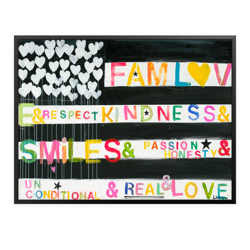 In Love We Trust Flag Word Art Print Artwork by Kerri Rosenthal for living room wall decor