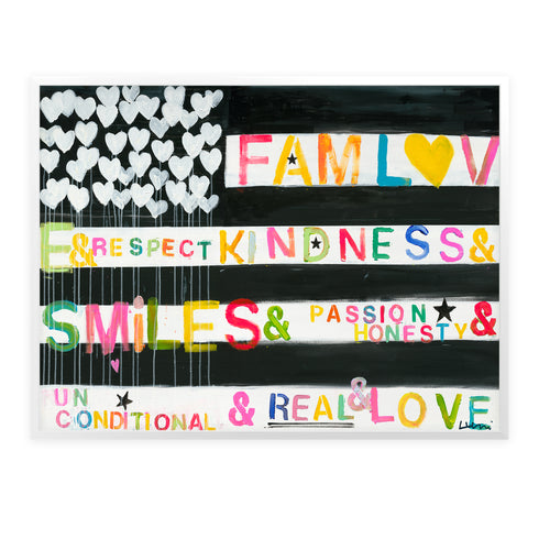 In Love We Trust Flag Word Art Print Artwork by Kerri Rosenthal for living room wall decor