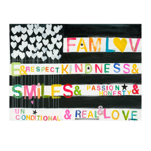 In Love We Trust Flag Word Art Print Artwork by Kerri Rosenthal for living room wall decor