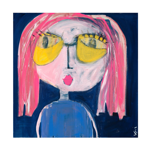 Insta-Girl Colorful Art Print Artwork by Kerri Rosenthal for living room wall decor