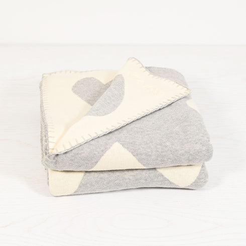 Grey and White Imperfect Heart soft cotton cashmere blend throw blanket - blankets by Kerri Rosenthal