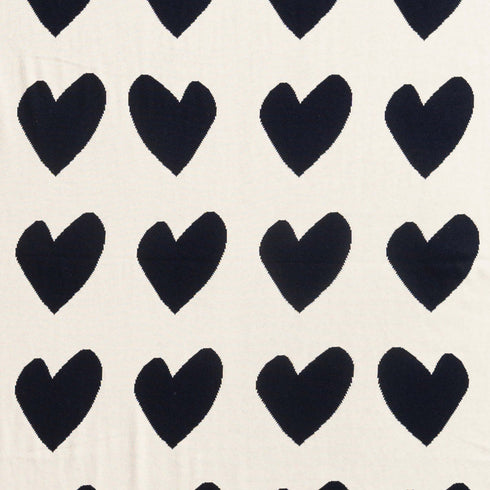 Indigo Navy Blue and White Imperfect Heart soft cotton cashmere blend throw blanket - blankets by Kerri Rosenthal