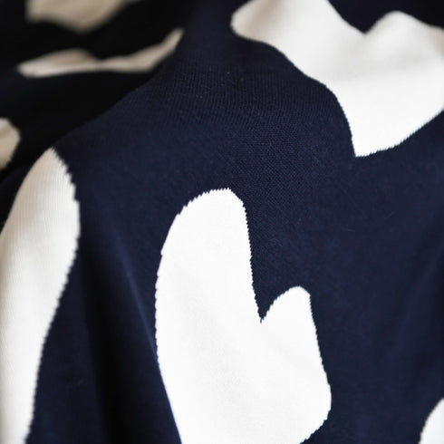 Indigo Navy Blue and White Imperfect Heart soft cotton cashmere blend throw blanket - blankets by Kerri Rosenthal