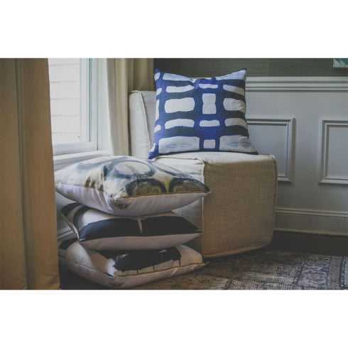 Indigo blue Paper Puzzle cute decorative square throw pillows by Kerri Rosenthal