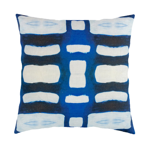 Indigo blue Paper Puzzle square decorative throw pillows by Kerri Rosenthal