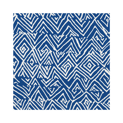 Jayney Reverse Indigo Blue & White Abstract Herringbone Fabric