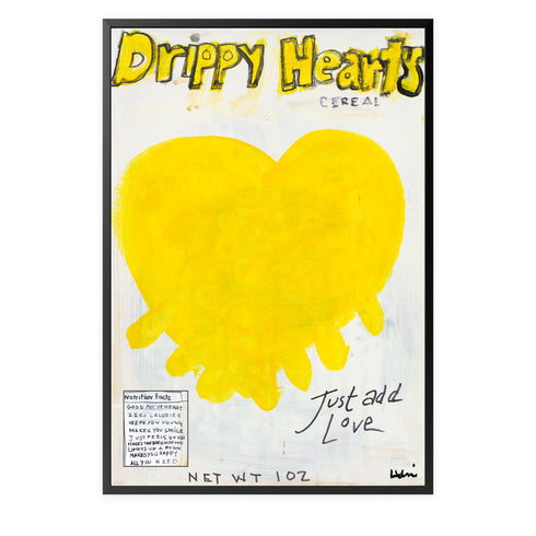 Just Add Love Yellow Art Print Artwork by Kerri Rosenthal for living room wall decor