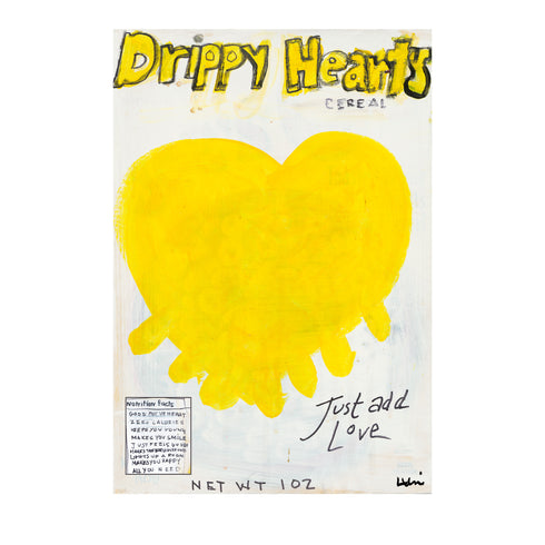 Just Add Love Yellow Art Print Artwork by Kerri Rosenthal for living room wall decor