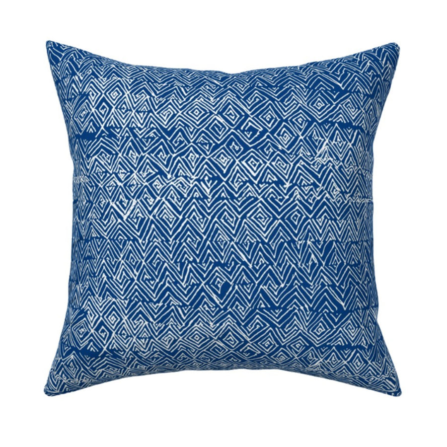 Jayney Reverse Indigo blue and white cute square decorative throw pillows by Kerri Rosenthal