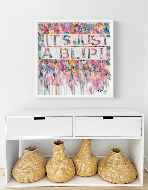 It's Just a Blip Colorful Art Print Wall Word Art Framed Artwork by Kerri Rosenthal for living room wall decor