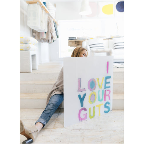 I Love Your Guts colorful word art print by Kerri Rosenthal - Unique artwork for living room wall decor