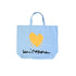 Light blue yellow drippy heart tote bag 100% cotton - Cute designer totes by Kerri Rosenthal