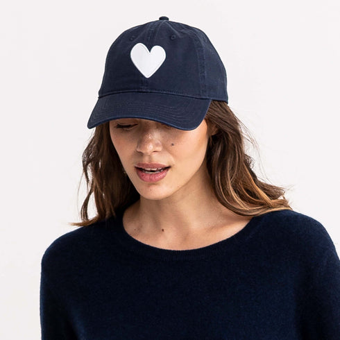 KR baseball heart patch indigo blue cap hat 100% cotton - cute baseball caps by Kerri Rosenthal