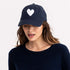 KR baseball heart patch indigo blue cap hat 100% cotton - cute baseball caps by Kerri Rosenthal