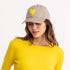 Sand khaki Baseball Hat Sunshine Yellow Heart Patch - cute baseball hats for women by Kerri Rosenthal