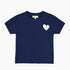 The Suke Tee Contrast Imperfect Heart indigo navy blue tee shirt with white heart - cute designer fashion tees by Kerri Rosenthal