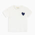 The Suke tee contrast imperfect heart white 100% cotton t shirt with navy blue heart - cute designer fashion tees by Kerri Rosenthal