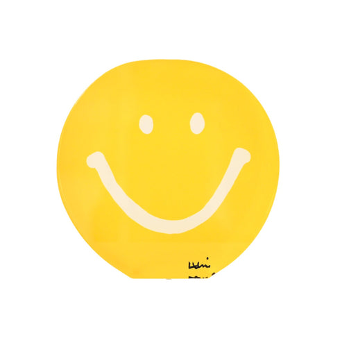 Mr. Happy yellow Rock of Love mini edition of Kerri Rosenthal's artwork. A cute, unique gift and home decor art piece for a coffee table or bookshelf.