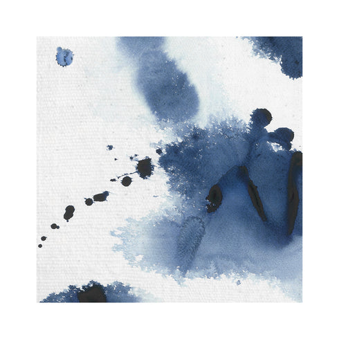 Splat Indigo blue cotton and oyster linen fabric - Kerri Rosenthal