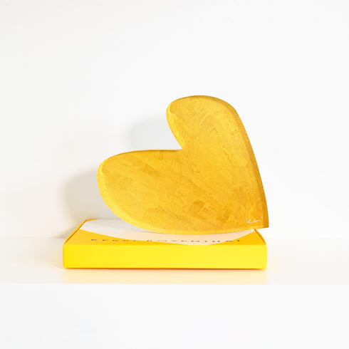 Heart of Gold Rock of Love by Kerri Rosenthal. Blocks of Love are signed, mini editions of Kerri Rosenthal's artwork mounted on 3/4" plexiglass acrylic block.