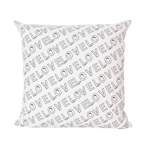 White ground with black carbon Sketch In Love throw pillows by Kerri Rosenthal