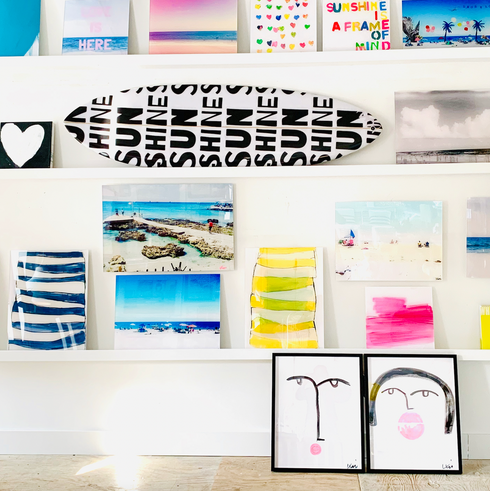 Custom black and white sunshine carbon wall decorative surfboard by kerri rosenthal