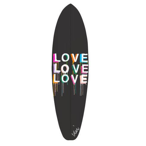 This black surfboard by Kerri Rosenthal is a handmade, surfable piece of minimalist art designed to be displayed or ridden.