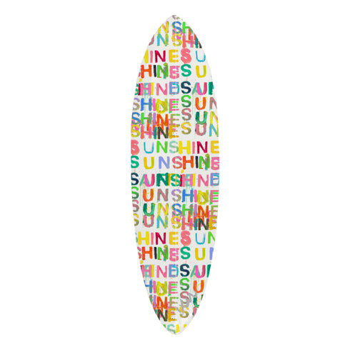 Colorful surfboards feature Kerri Rosenthal’s signature cheerful design inspired by sunshine and joy.