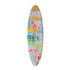 Feel Love decorative surfboard with colorful multi-heart design by Kerri Rosenthal