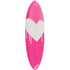 Eye-catching surfboard in Kerri’s pop pink palette with white drippy heart