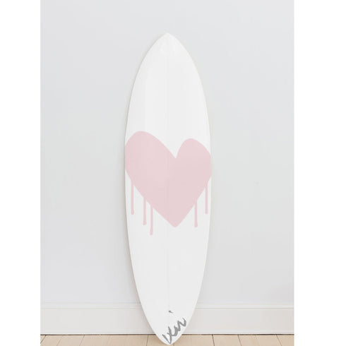 Cute White drippy heart rare love wall decor surfboard by kerri rosenthal