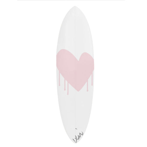 White drippy heart rare love wall decor surfboard by kerri rosenthal