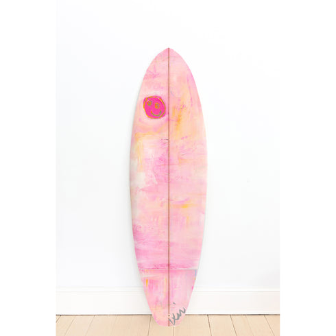 Custom painted surfboard. Find Happy Rosey Pink wall decor Surfboard by kerri rosenthal
