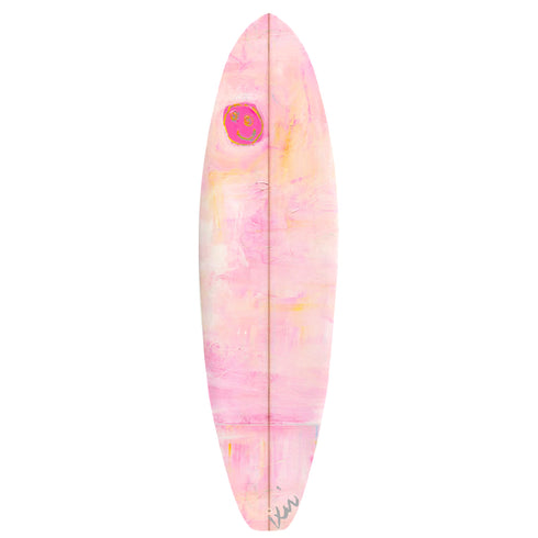 Rosey pink Find Happy wall decor Surfboard by kerri rosenthal